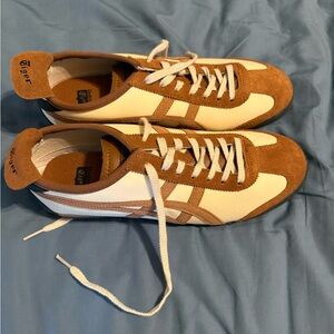 Onitsuka Tiger by Asics Women’s Low-Profile Sneakers in Brown and White.